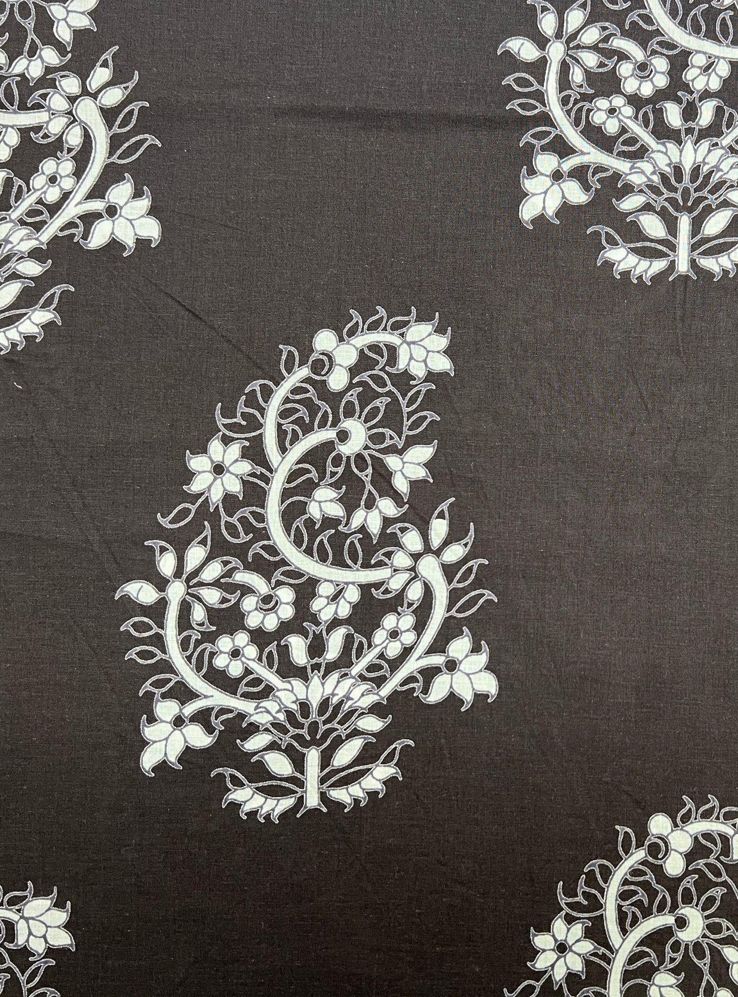 Cotton Cambric Fabric  : Paisley Buti Coffee