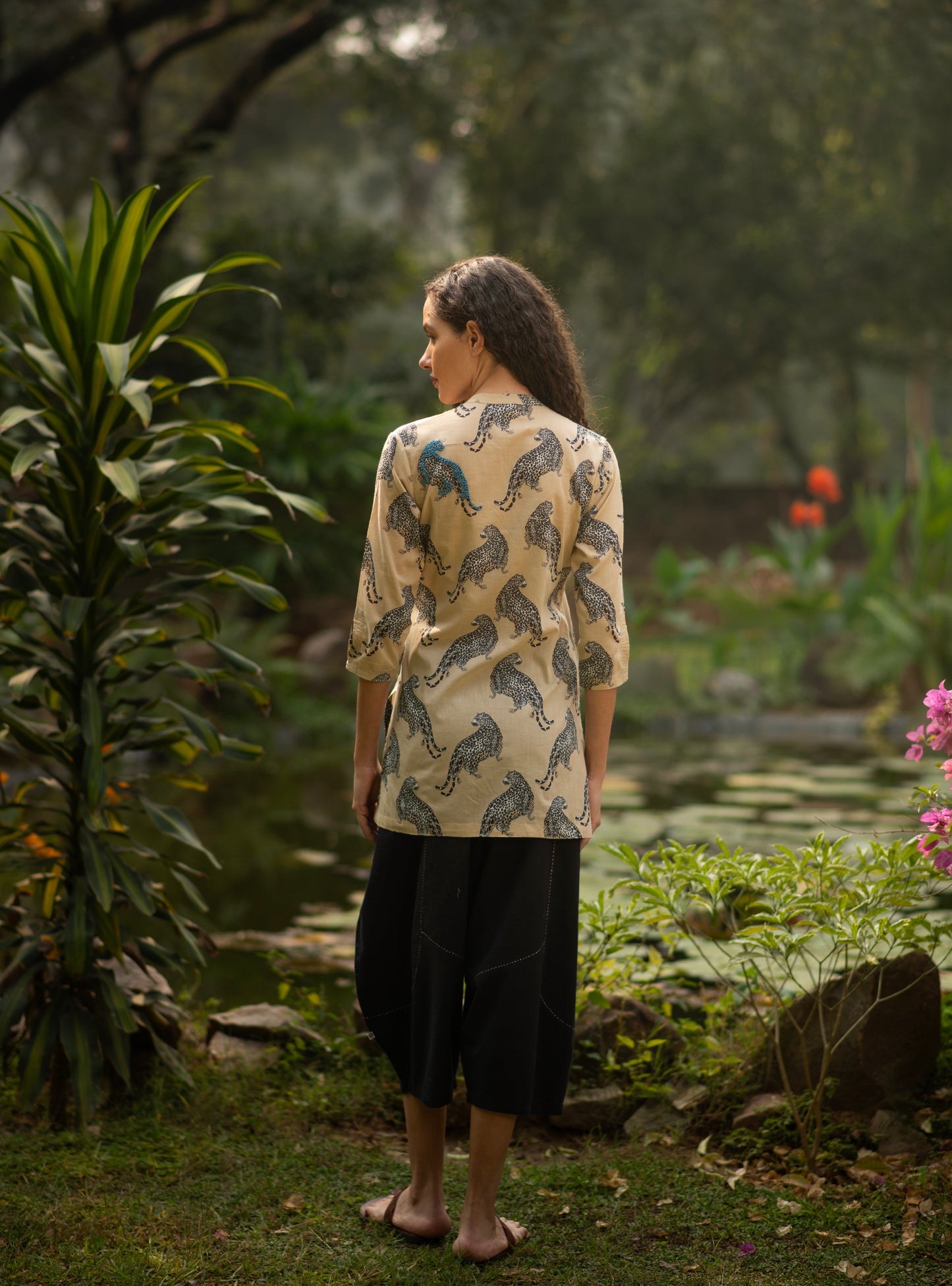 Rangoon Top : Leopard Beige Voile