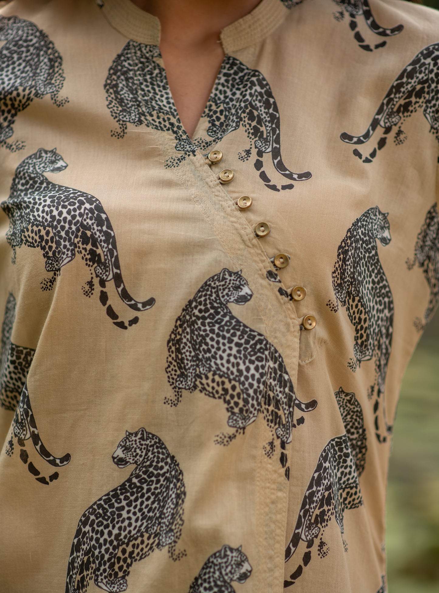 Rangoon Top : Leopard Beige Voile