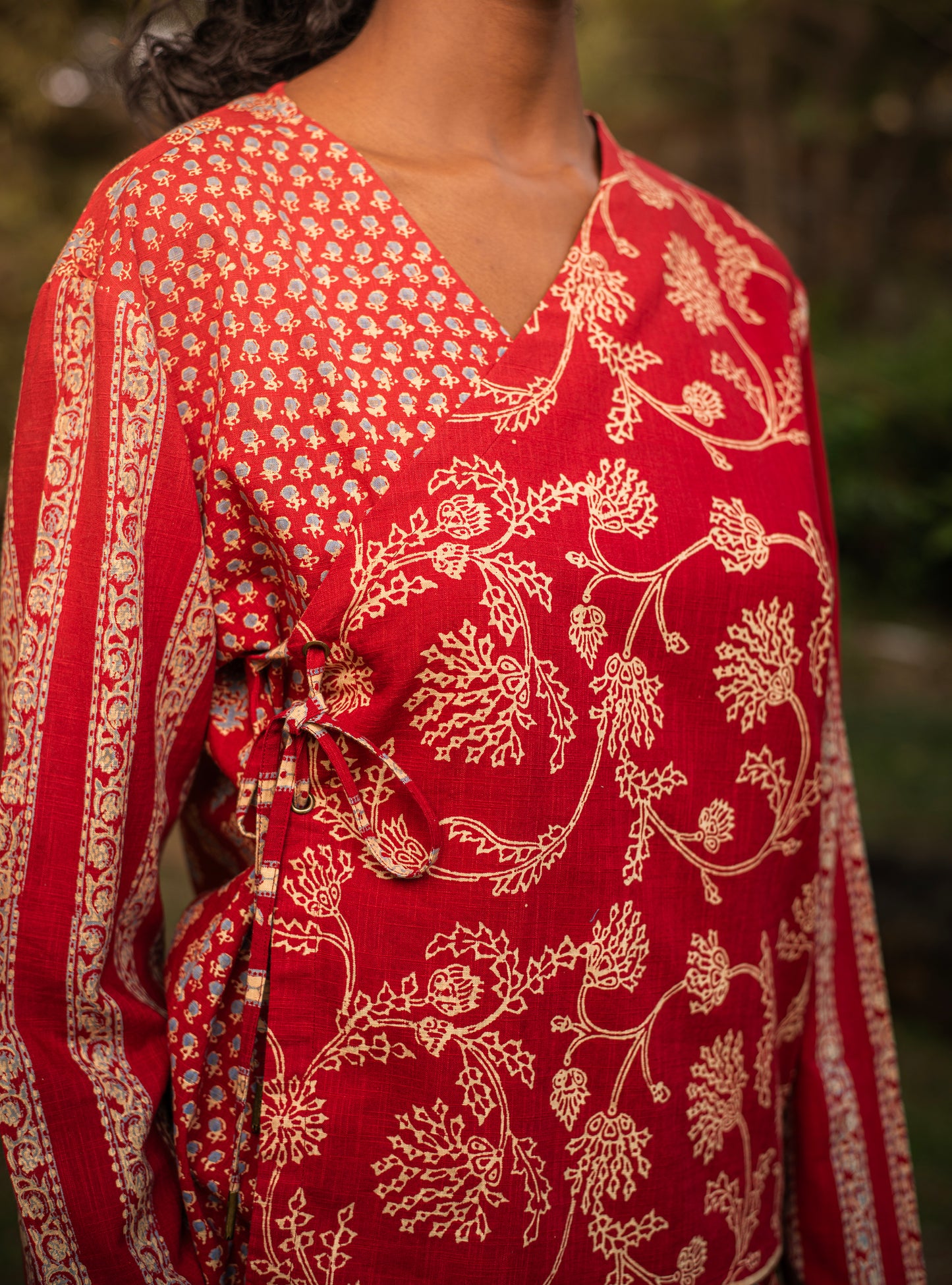 Rivet Top : Block Print Geru Slub