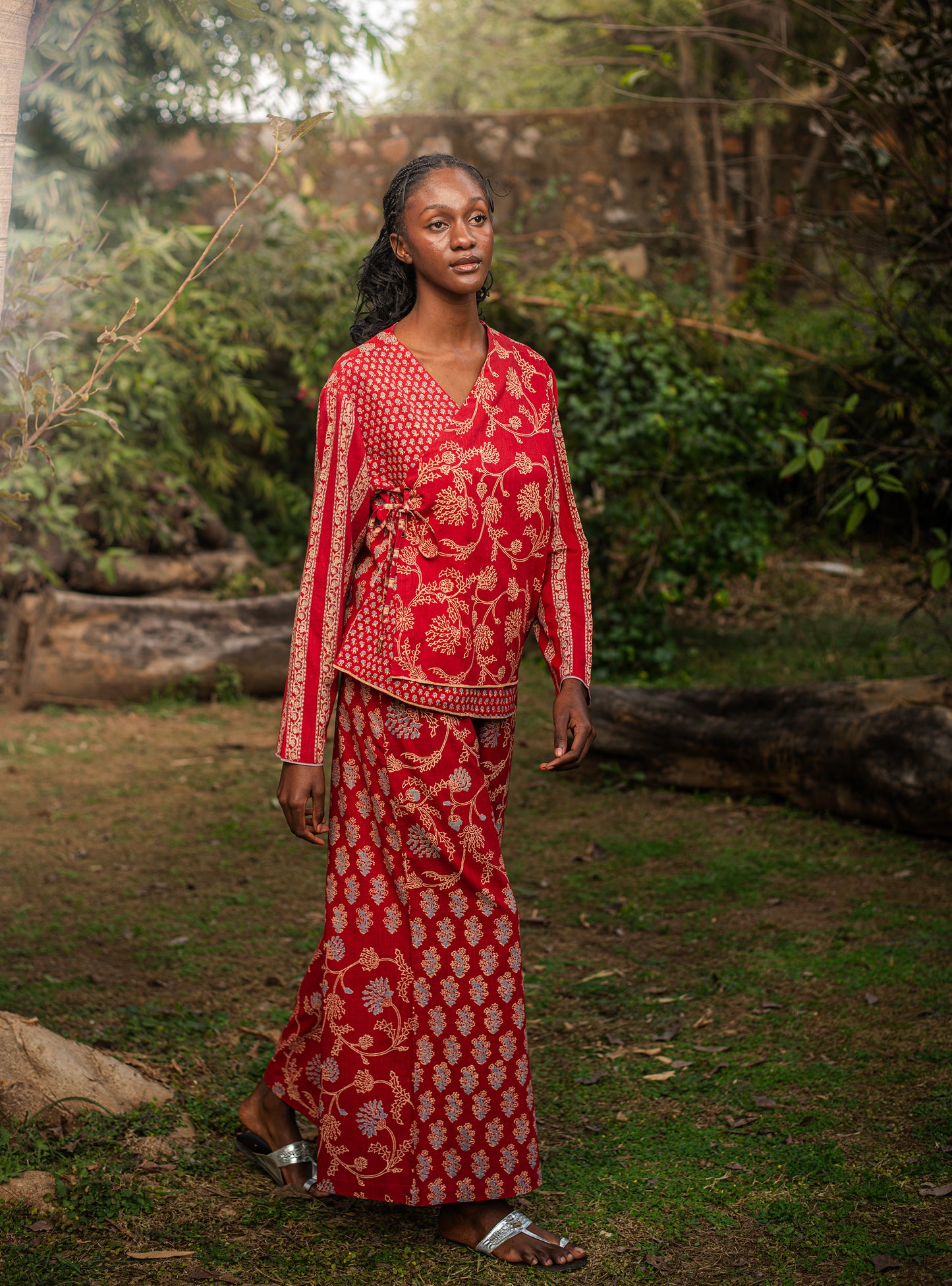 Rivet Top : Block Print Geru Slub