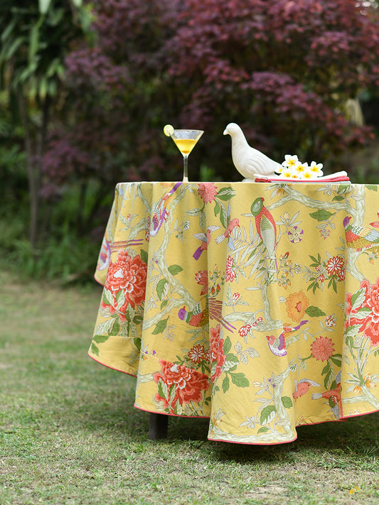 Round Table Cloth : Bird Yellow