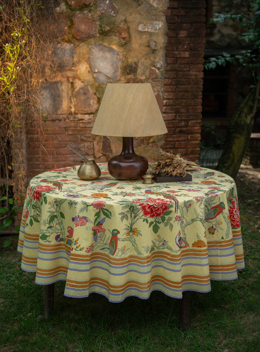 Round Table Cloth : Bird Yellow