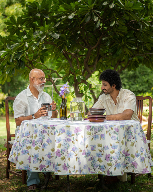 Printed Round Table Cloth Piping : Bougainvillea Aster Sheeting