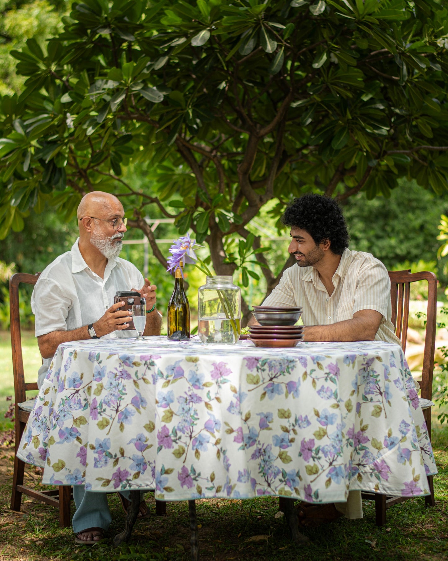 Printed Round Table Cloth Piping : Bougainvillea Aster Sheeting