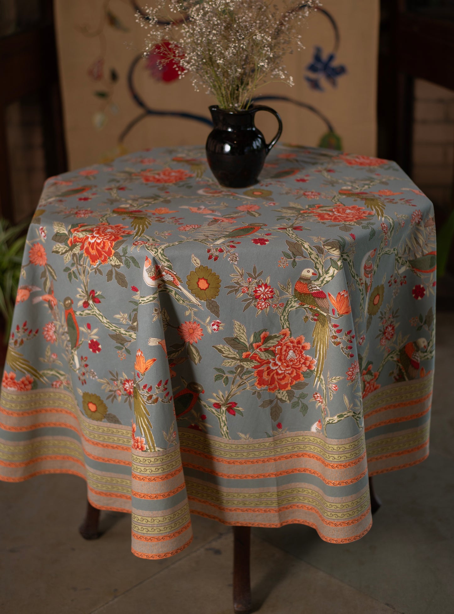 Printed Table Cloth : Bird Manosque Round Sheeting