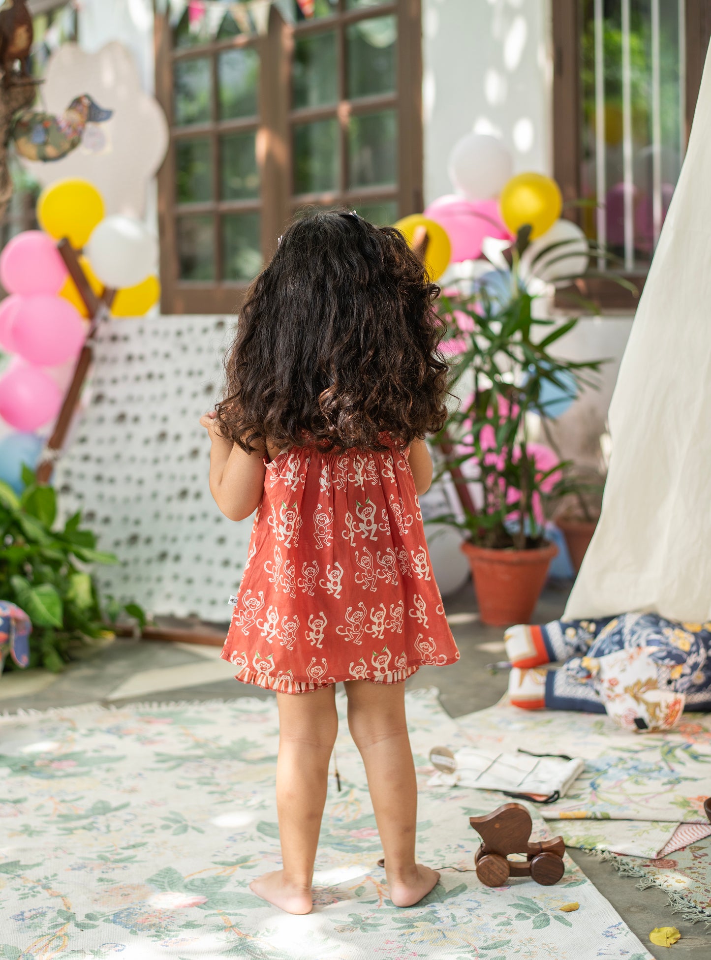 Kids Rusched Top : Monkey Rust Voile