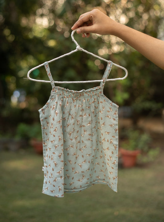 Kids Rusched Top : Chidiya Blue Voile