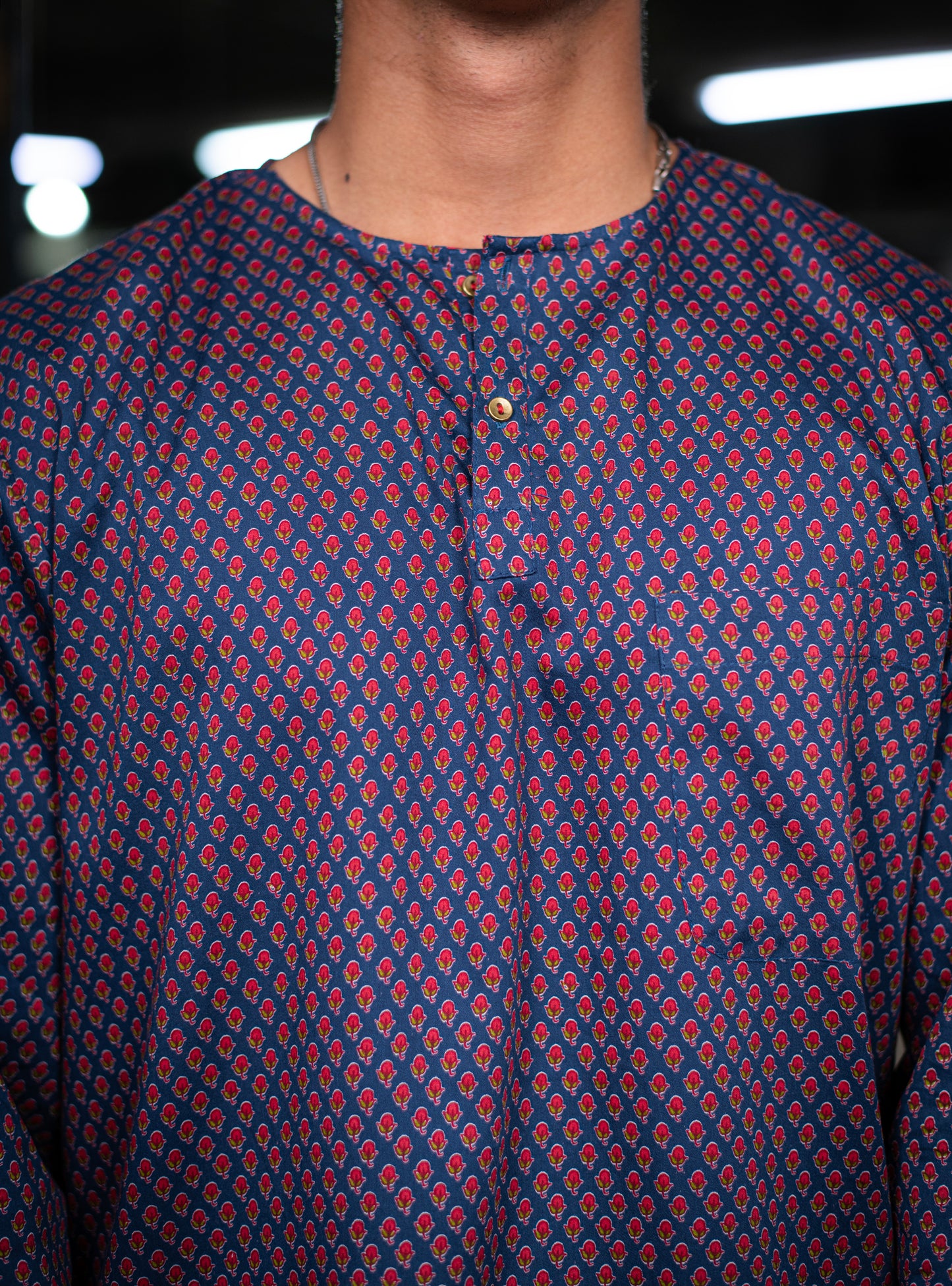 Sailor Shirt FS : Alaknanda Navy Cotton Satin