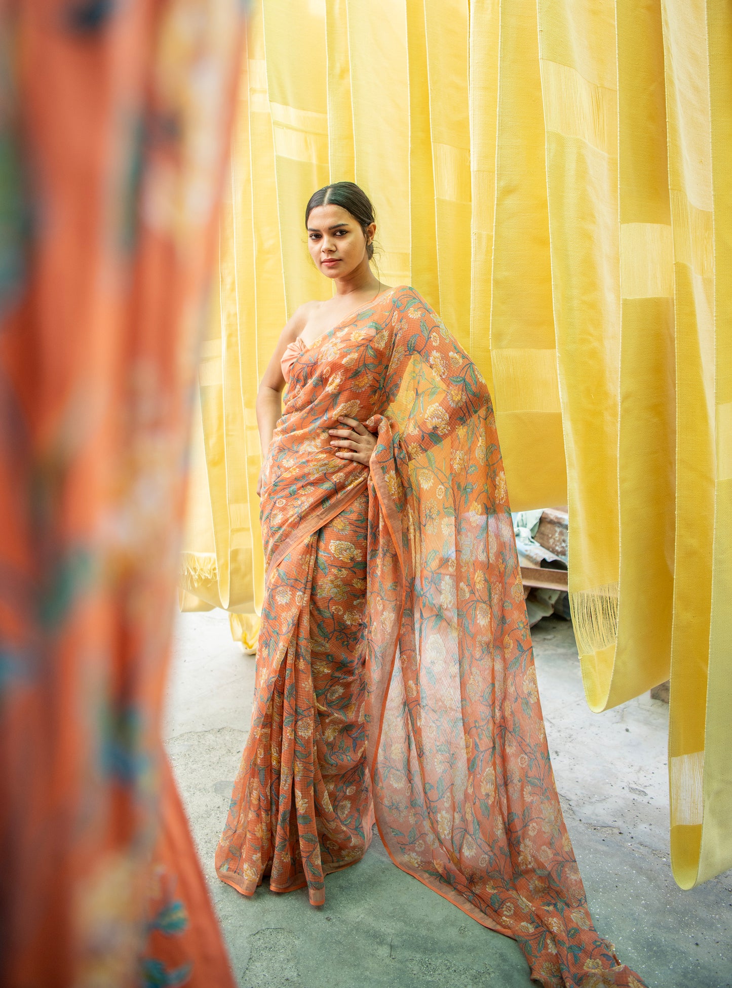 Saree Florentine : Orange Kota Silk