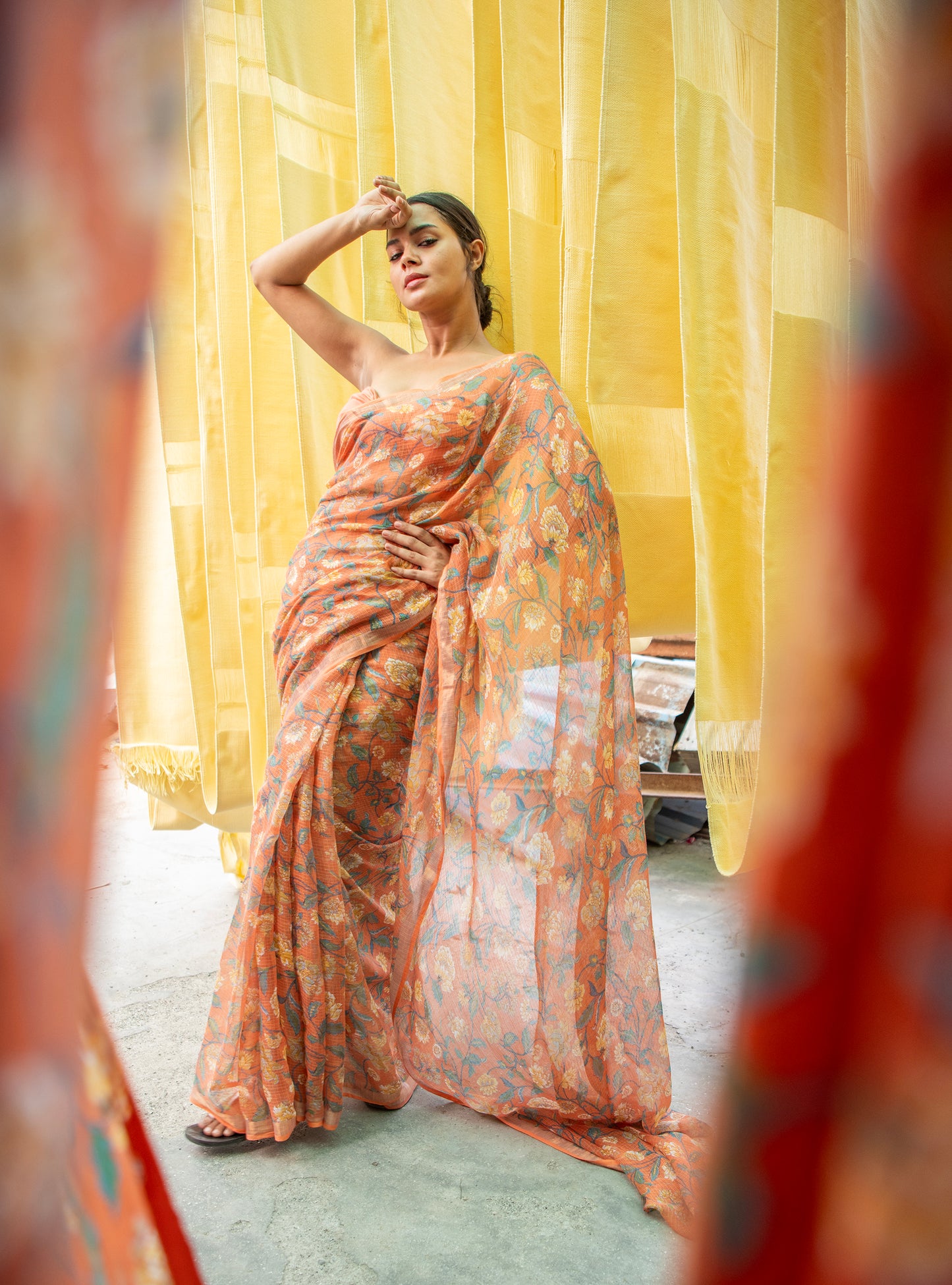 Saree Florentine : Orange Kota Silk