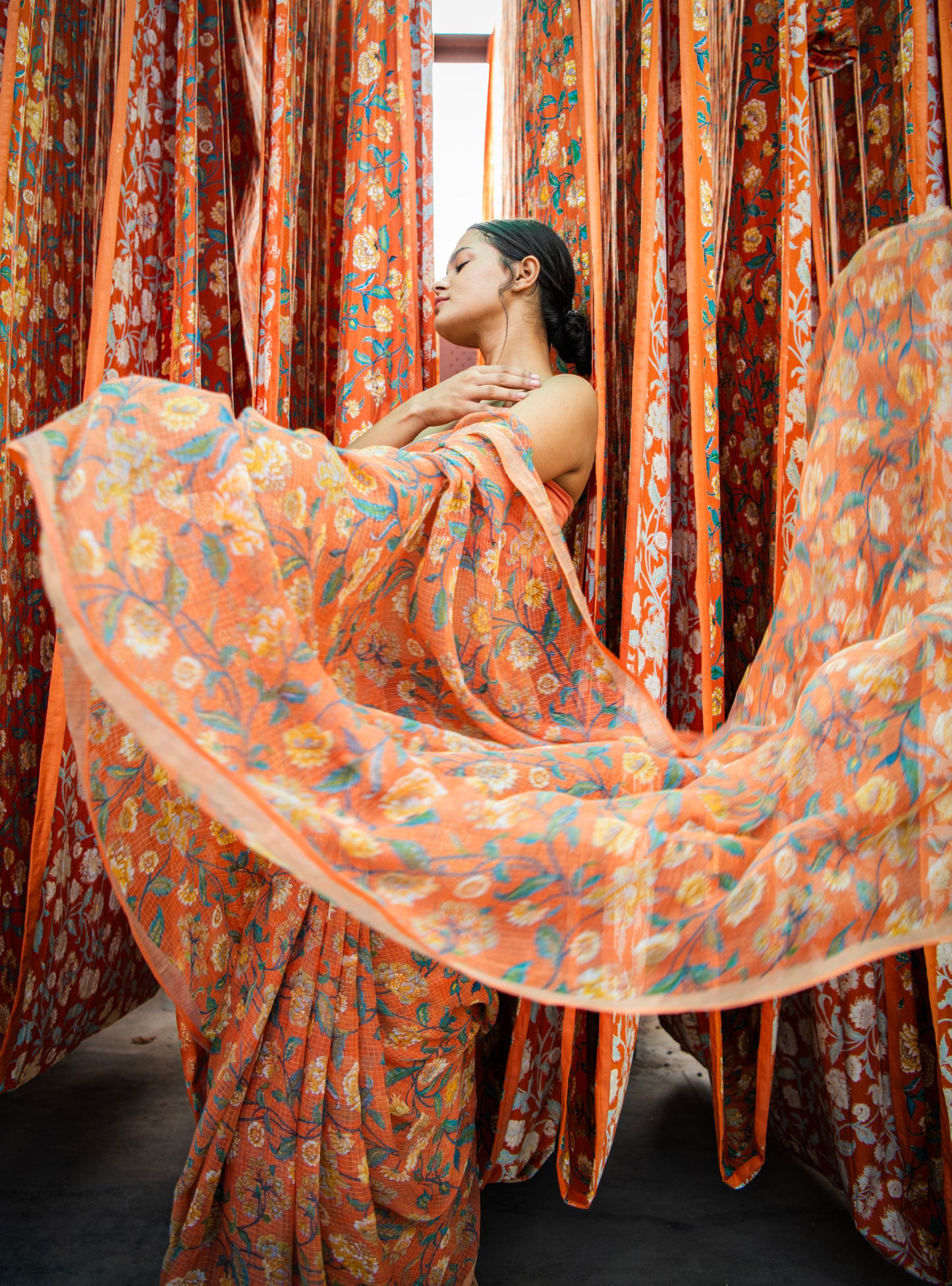 Saree Florentine : Orange Kota Silk