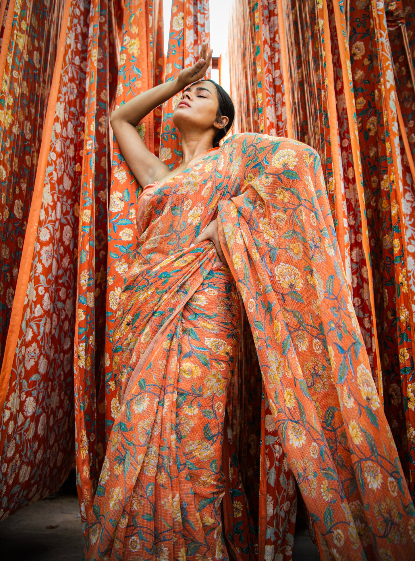 Saree Florentine : Orange Kota Silk