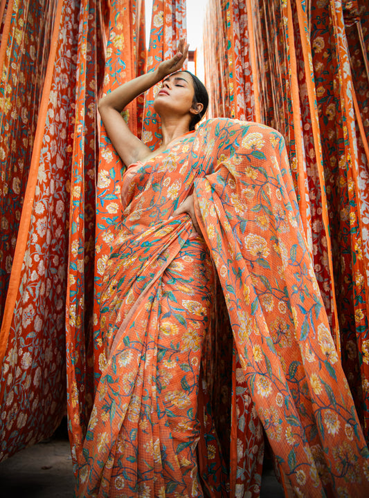 Saree Florentine : Orange Kota Silk