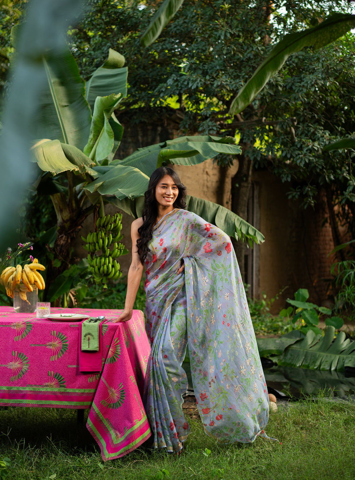 Saree : Garden Azure Kota Silk