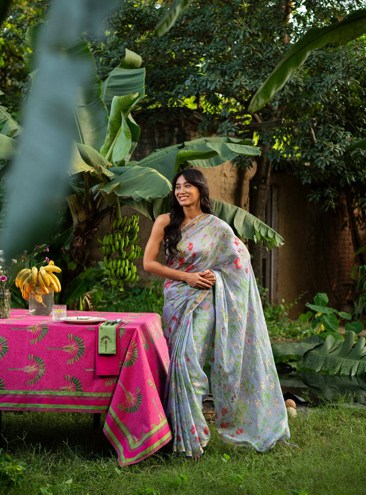 Saree : Garden Azure Kota Silk