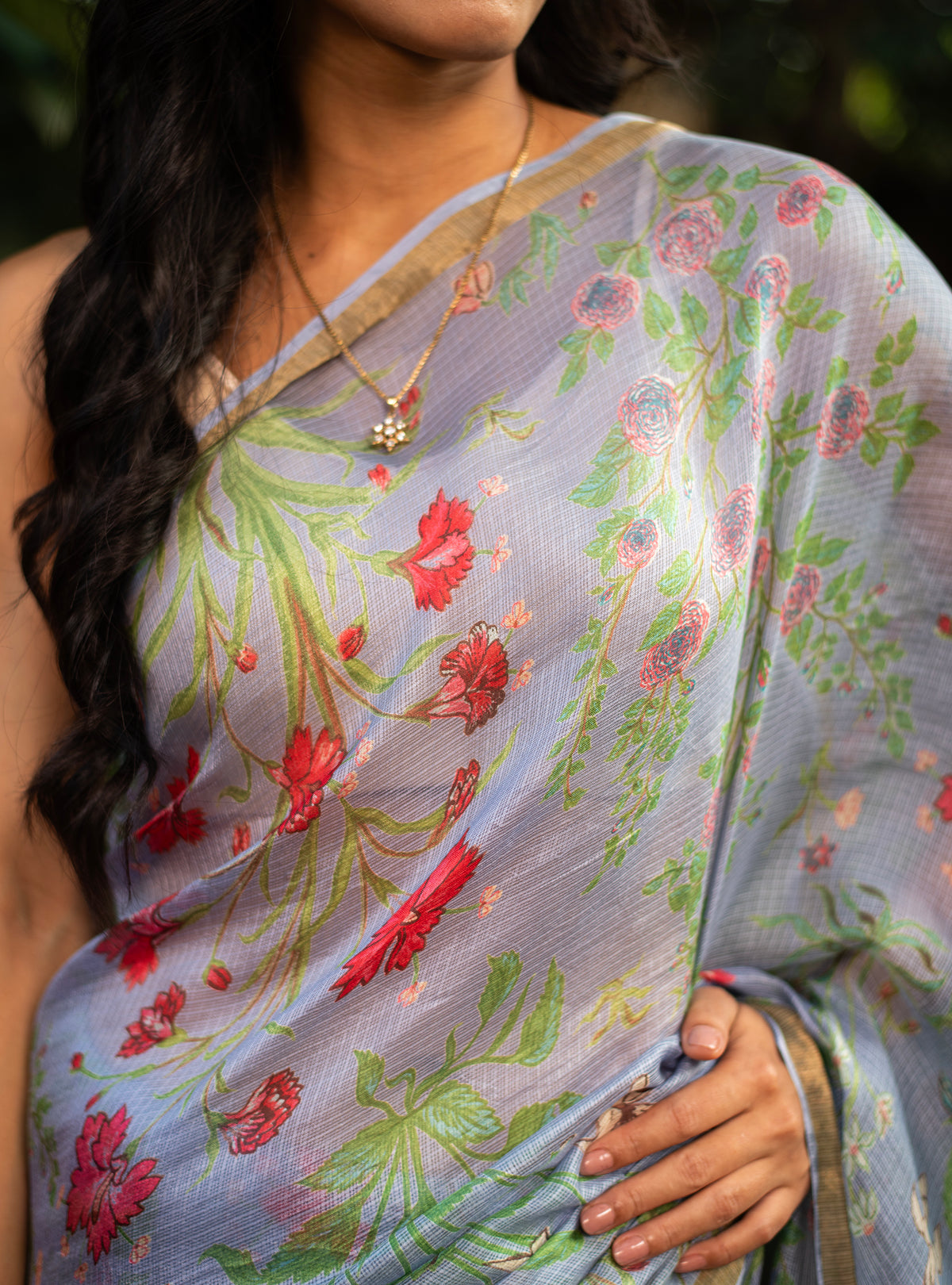 Saree : Garden Azure Kota Silk