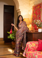 Saree : Perroquet Red Kota Silk