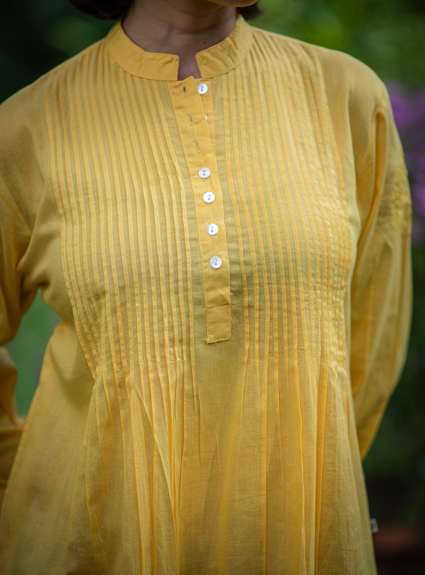 Shabnam Kurta : Emb Solid Haldi Voile