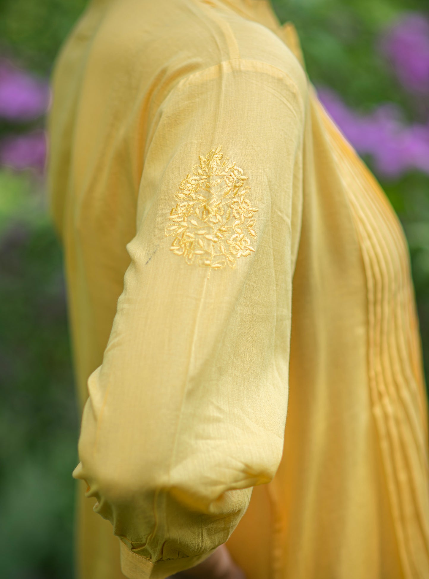 Shabnam Kurta : Emb Solid Haldi Voile