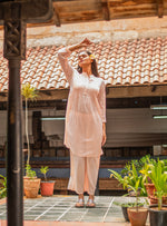 Shabnam Kurta : Emb Solid Peach Voile