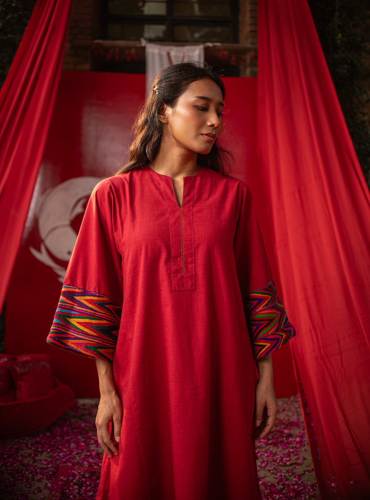 Shahri Kurta : Crimson Slub