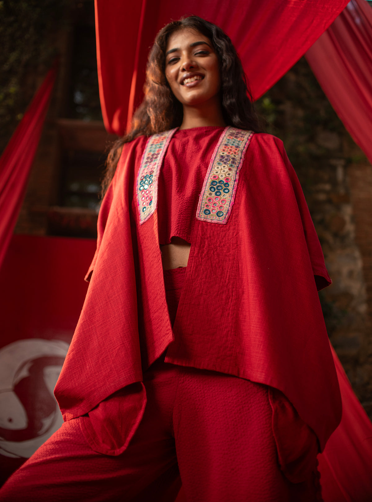 Shimmery Shrug : Crimson Slub