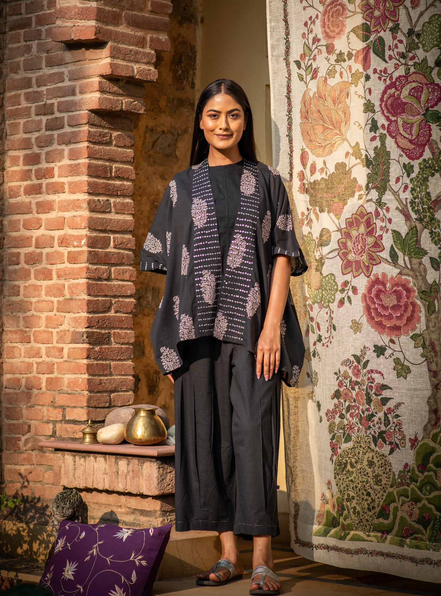 Shimmery Shrug : Rosa Buti Black Voile