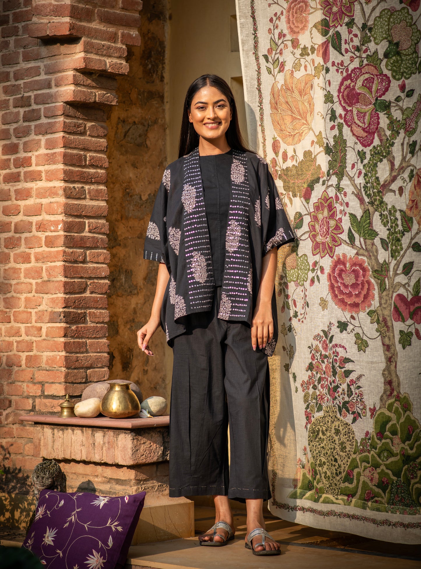 Shimmery Shrug : Rosa Buti Black Voile