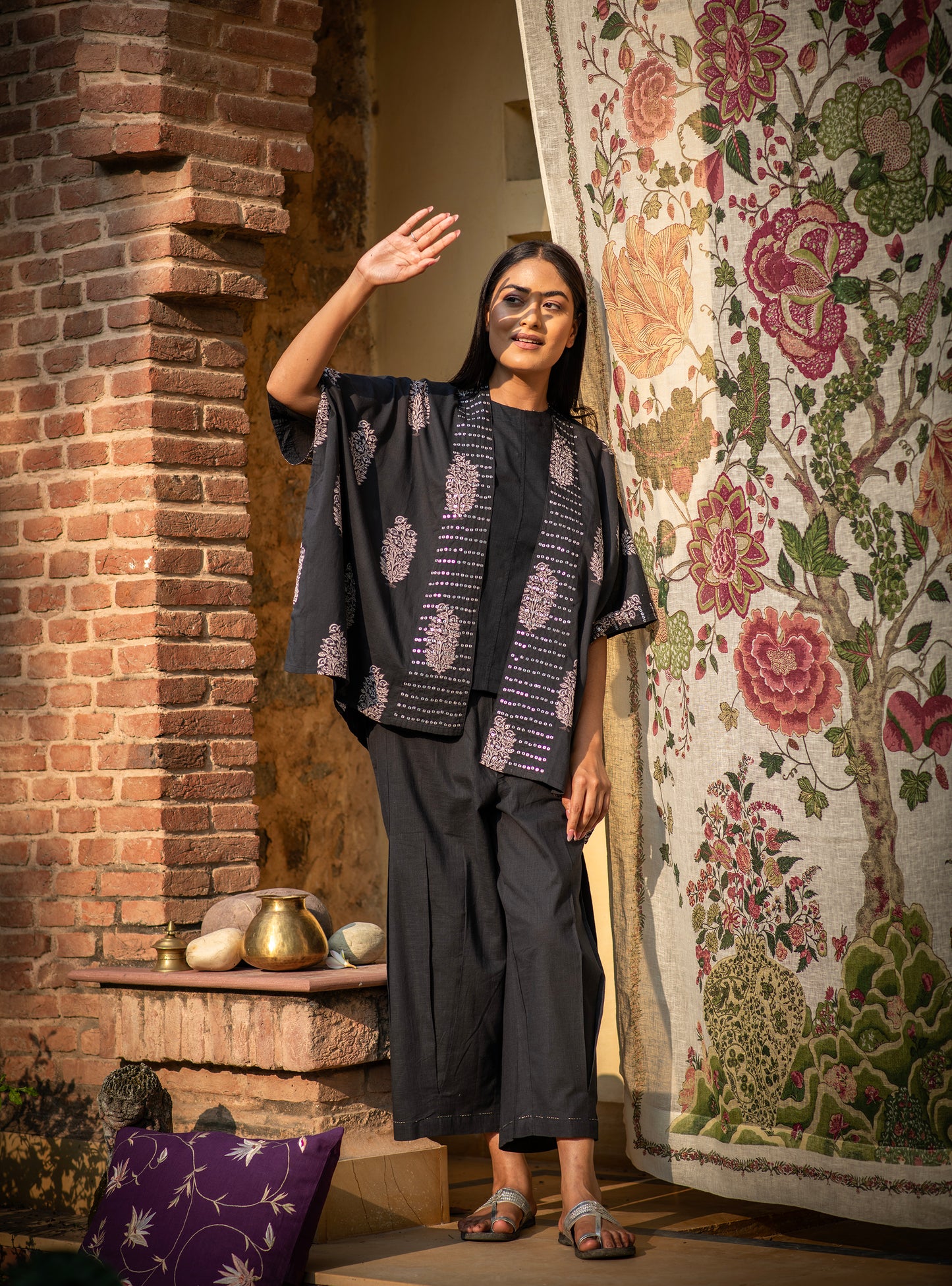 Shimmery Shrug : Rosa Buti Black Voile