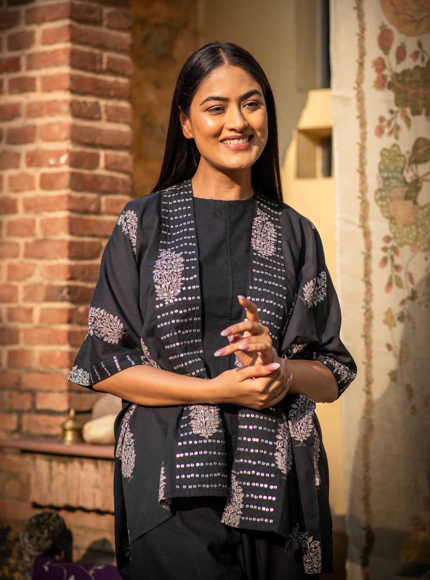 Shimmery Shrug : Rosa Buti Black Voile