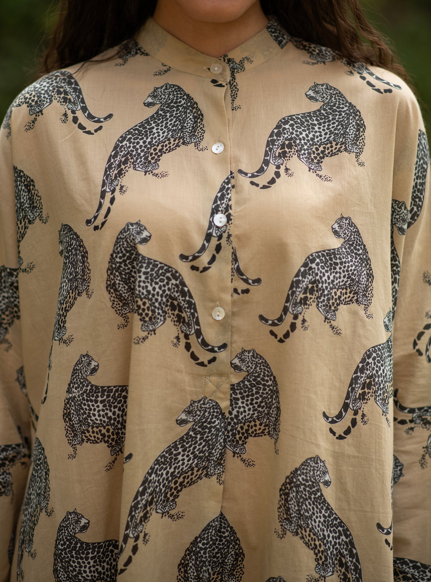 Shirt Dress : Leopard Beige Voile