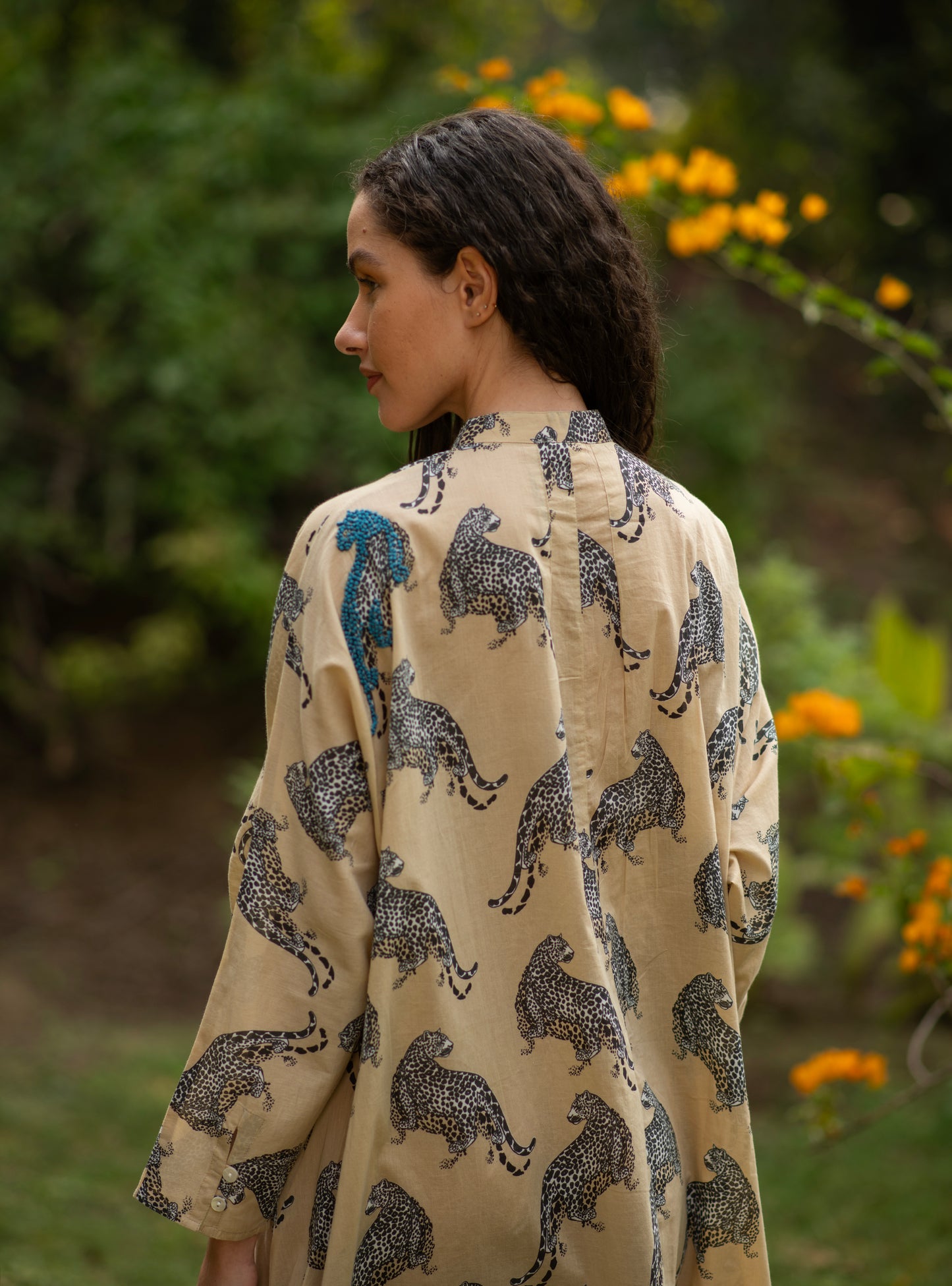 Shirt Dress : Leopard Beige Voile