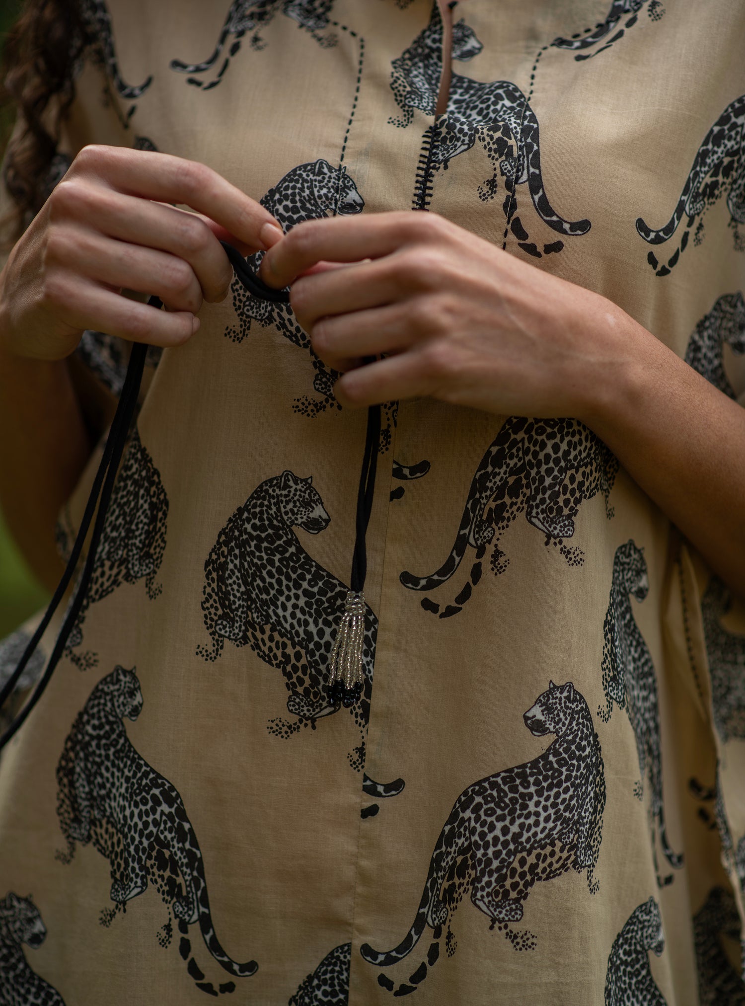 Short Kaftan : Leopard Beige Voile