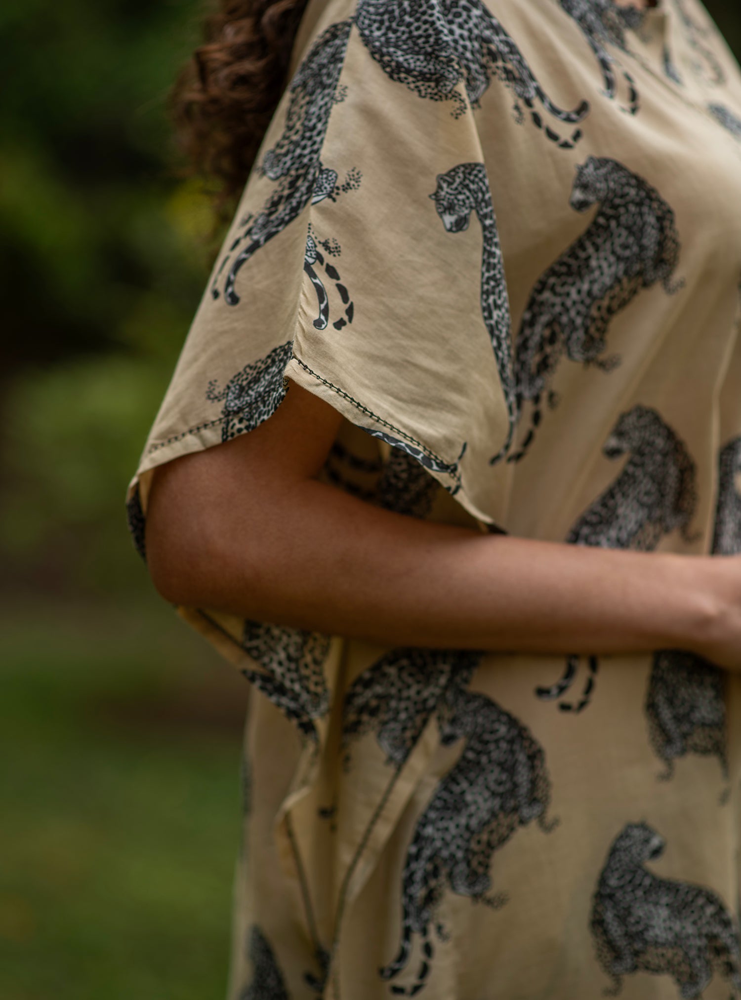 Short Kaftan : Leopard Beige Voile