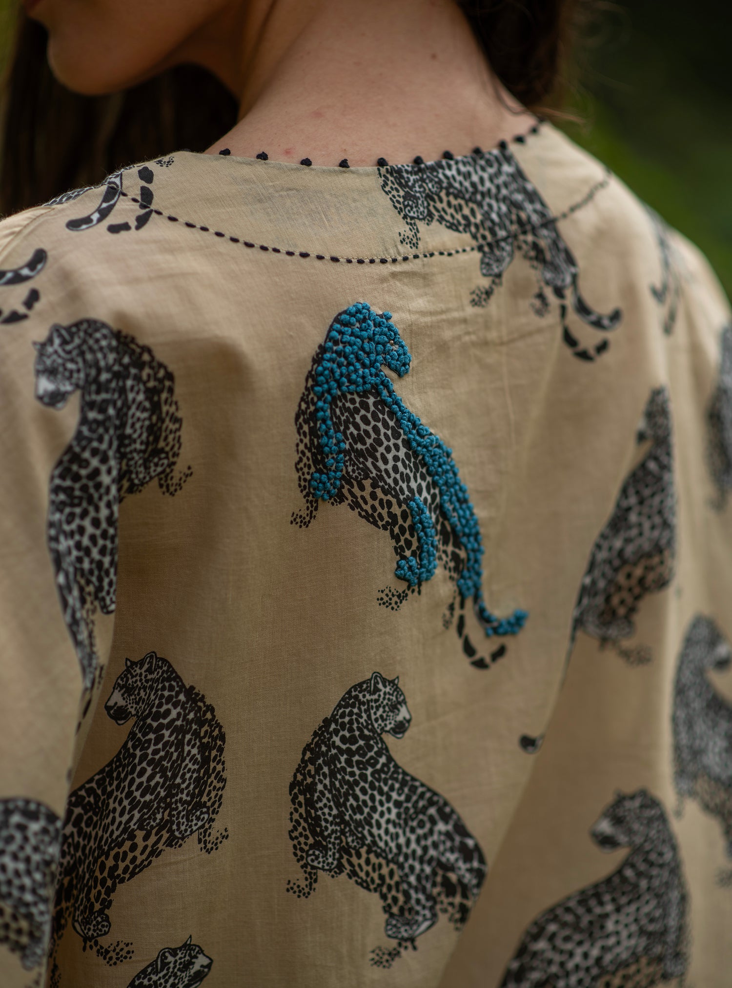 Short Kaftan : Leopard Beige Voile