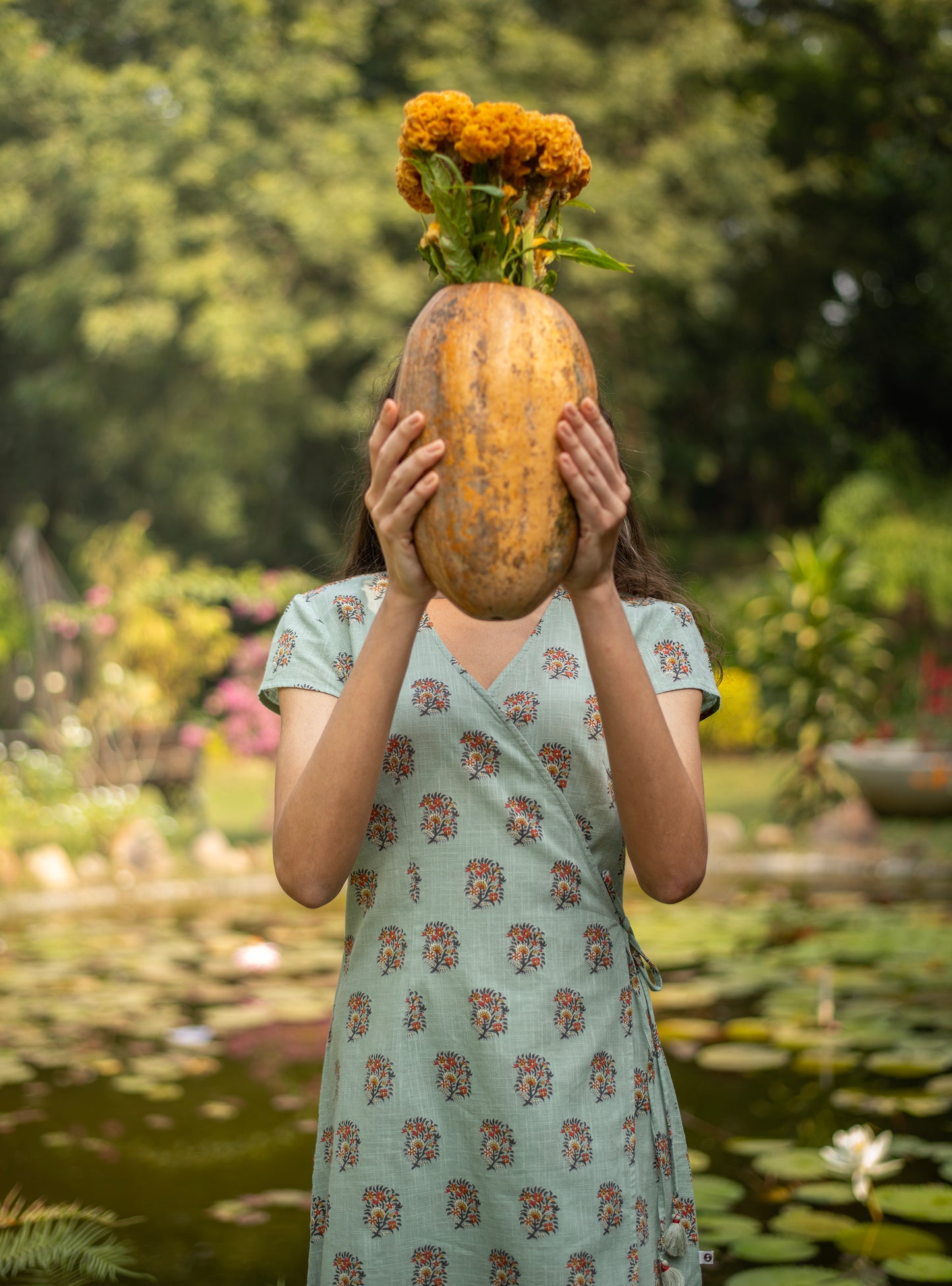 Short Wrap Dress : Alyssa Blue Slub