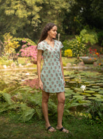 Short Wrap Dress : Alyssa Blue Slub