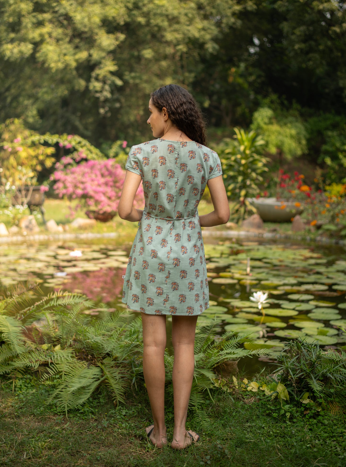 Short Wrap Dress : Alyssa Blue Slub