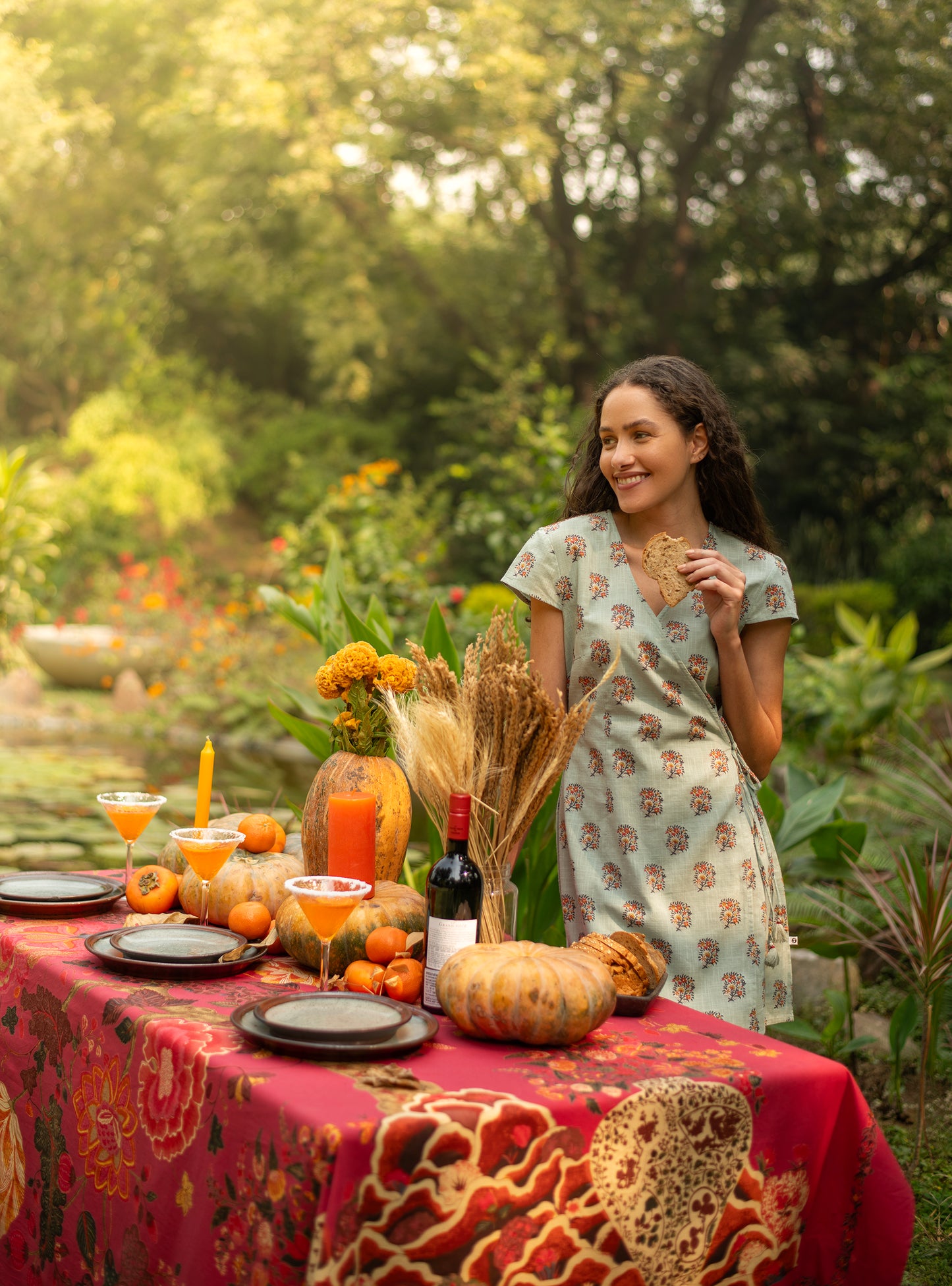 Short Wrap Dress : Alyssa Blue Slub