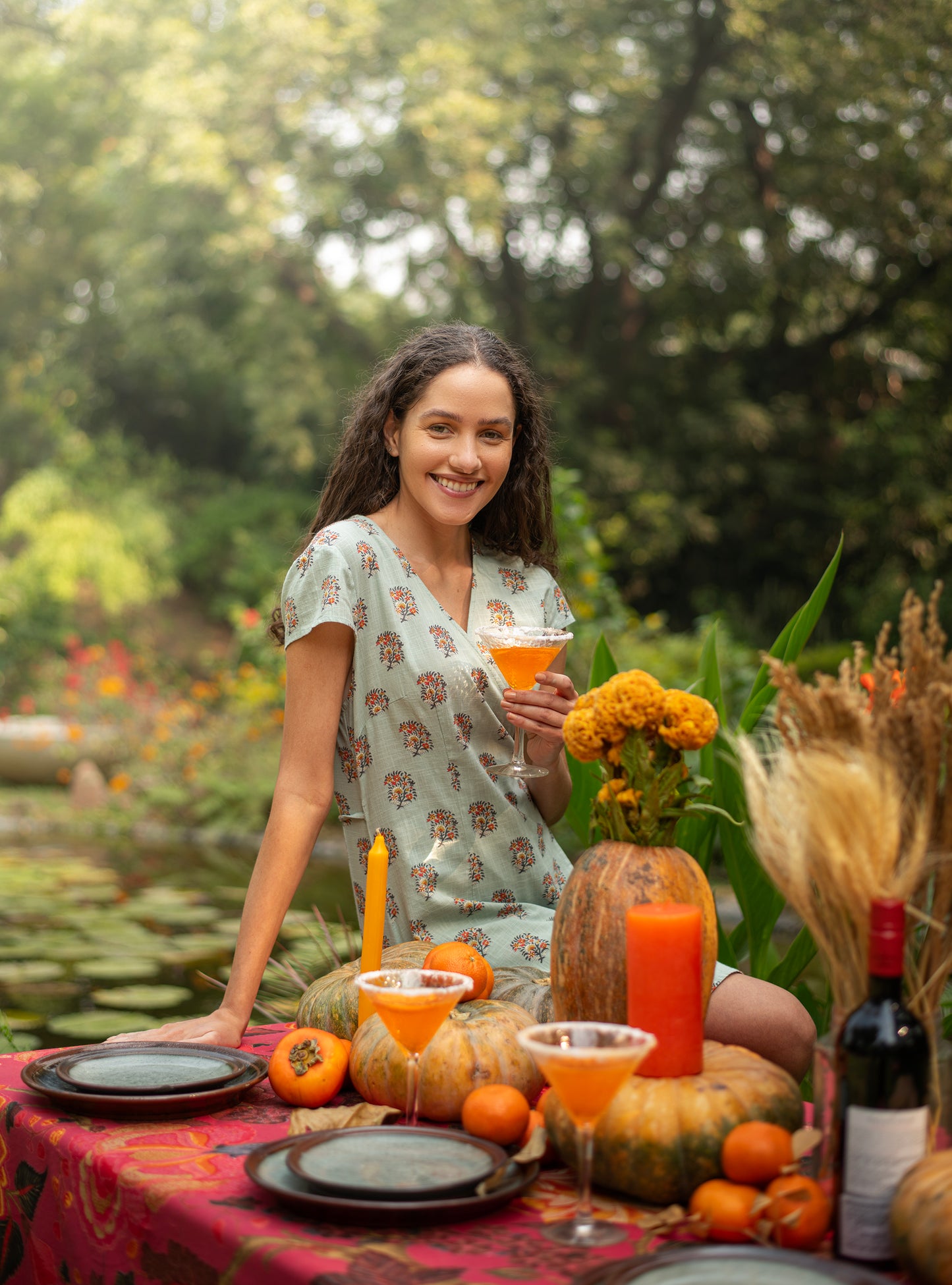 Short Wrap Dress : Alyssa Blue Slub