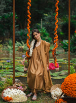 Slim Pant  : Hand Applique Gold Chanderi