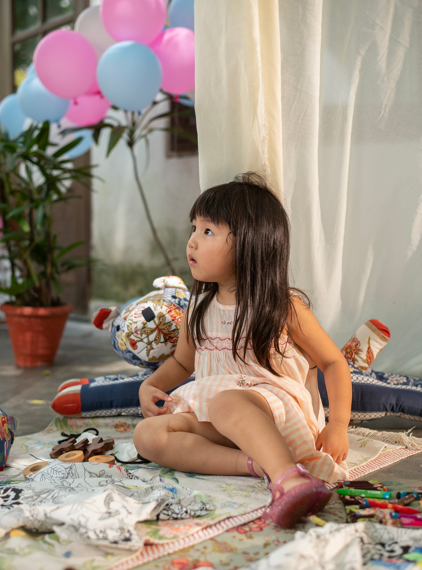 Kids Smock Dress : Lemur Blush Voile