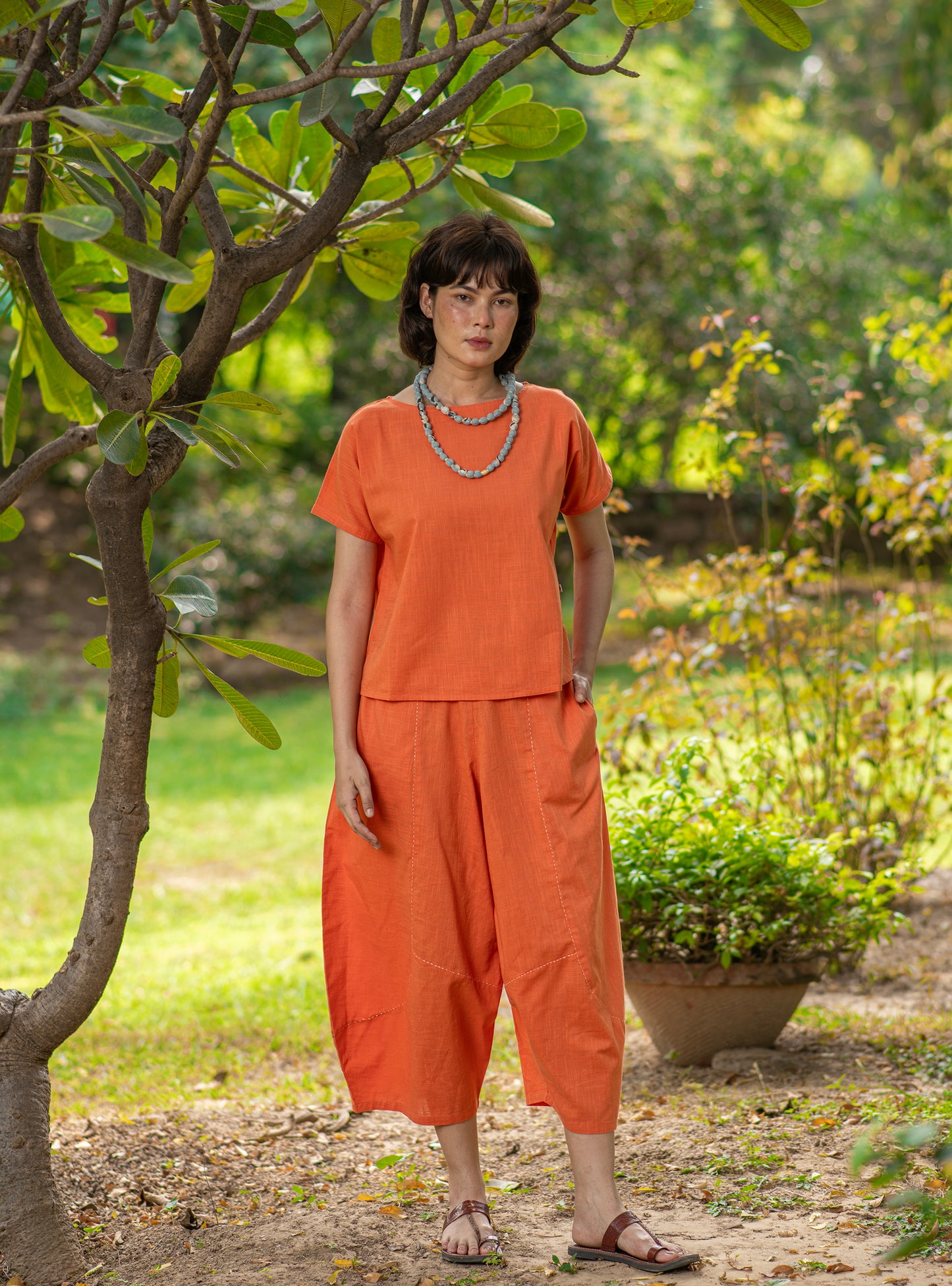 Square Top : Solid Orange Slub