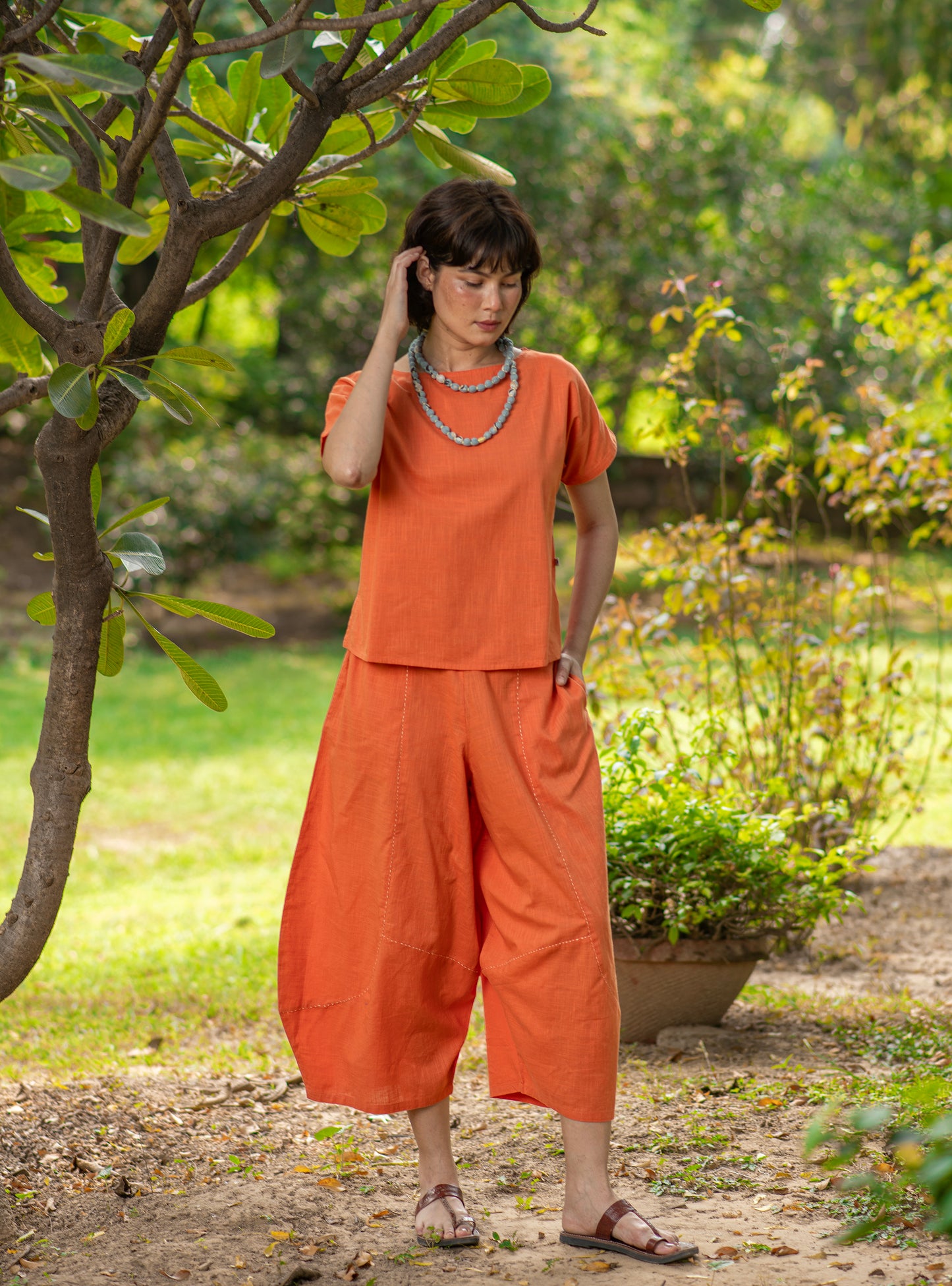 Square Top : Solid Orange Slub