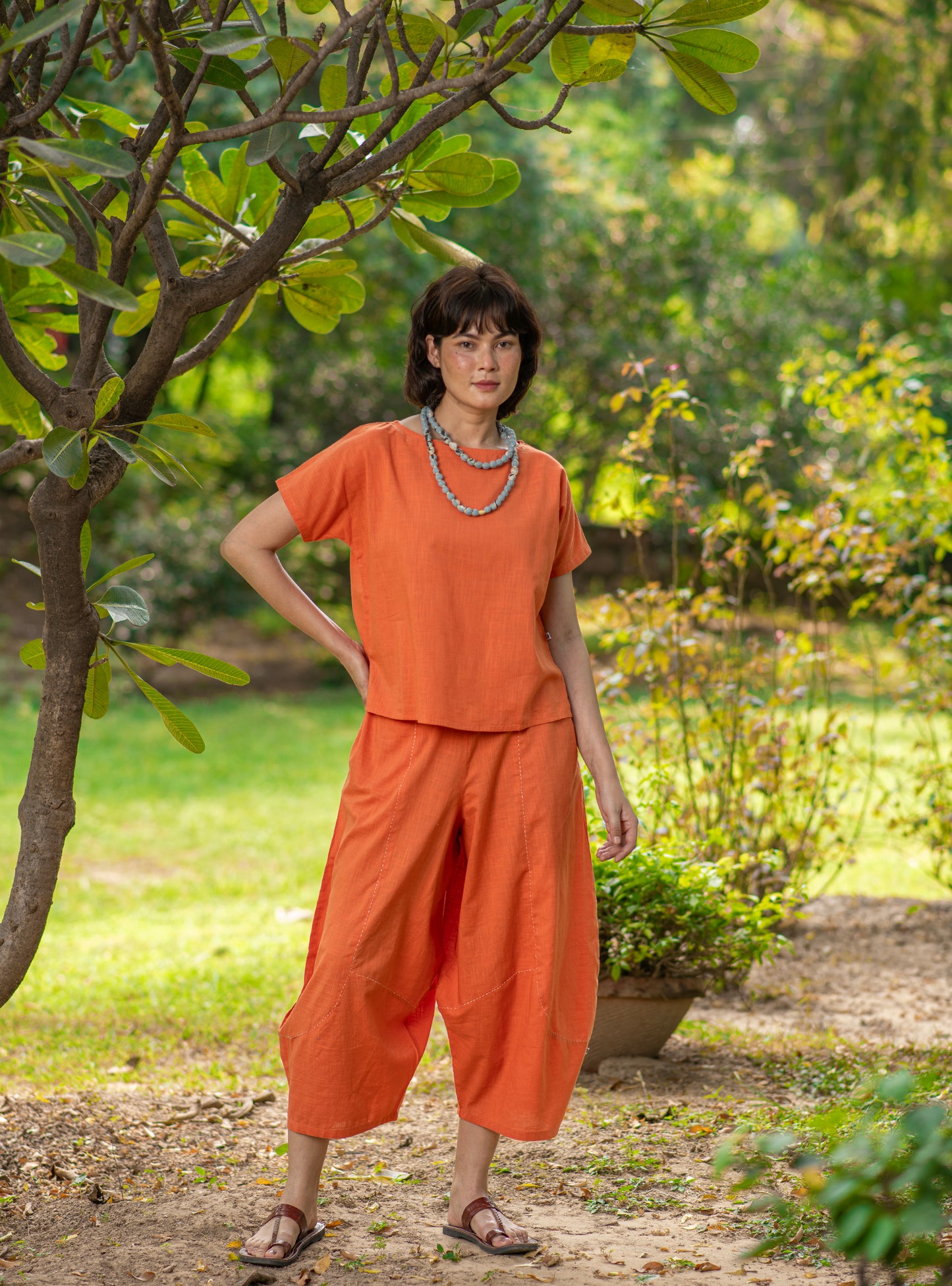 Square Top : Solid Orange Slub
