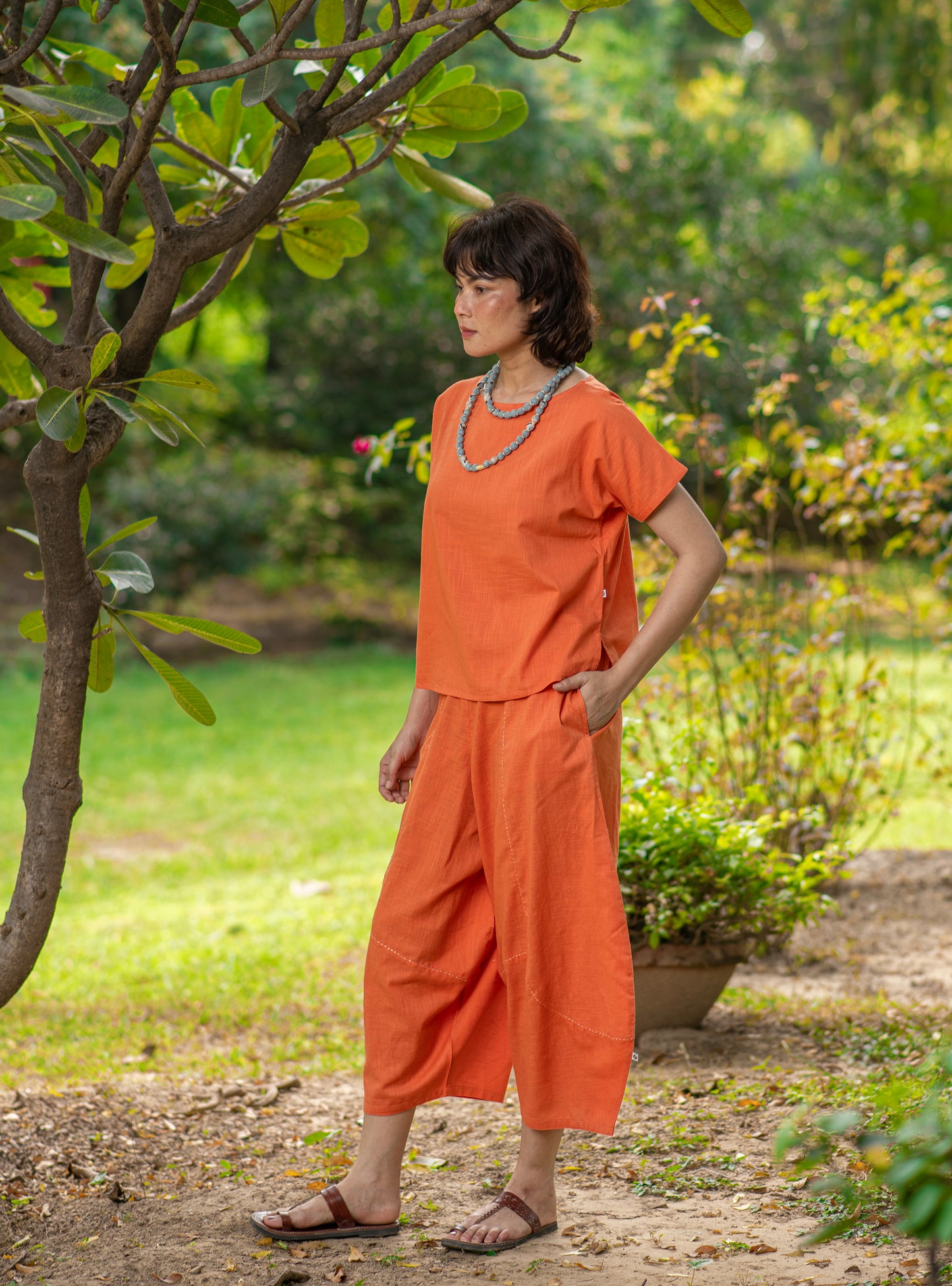 Square Top : Solid Orange Slub