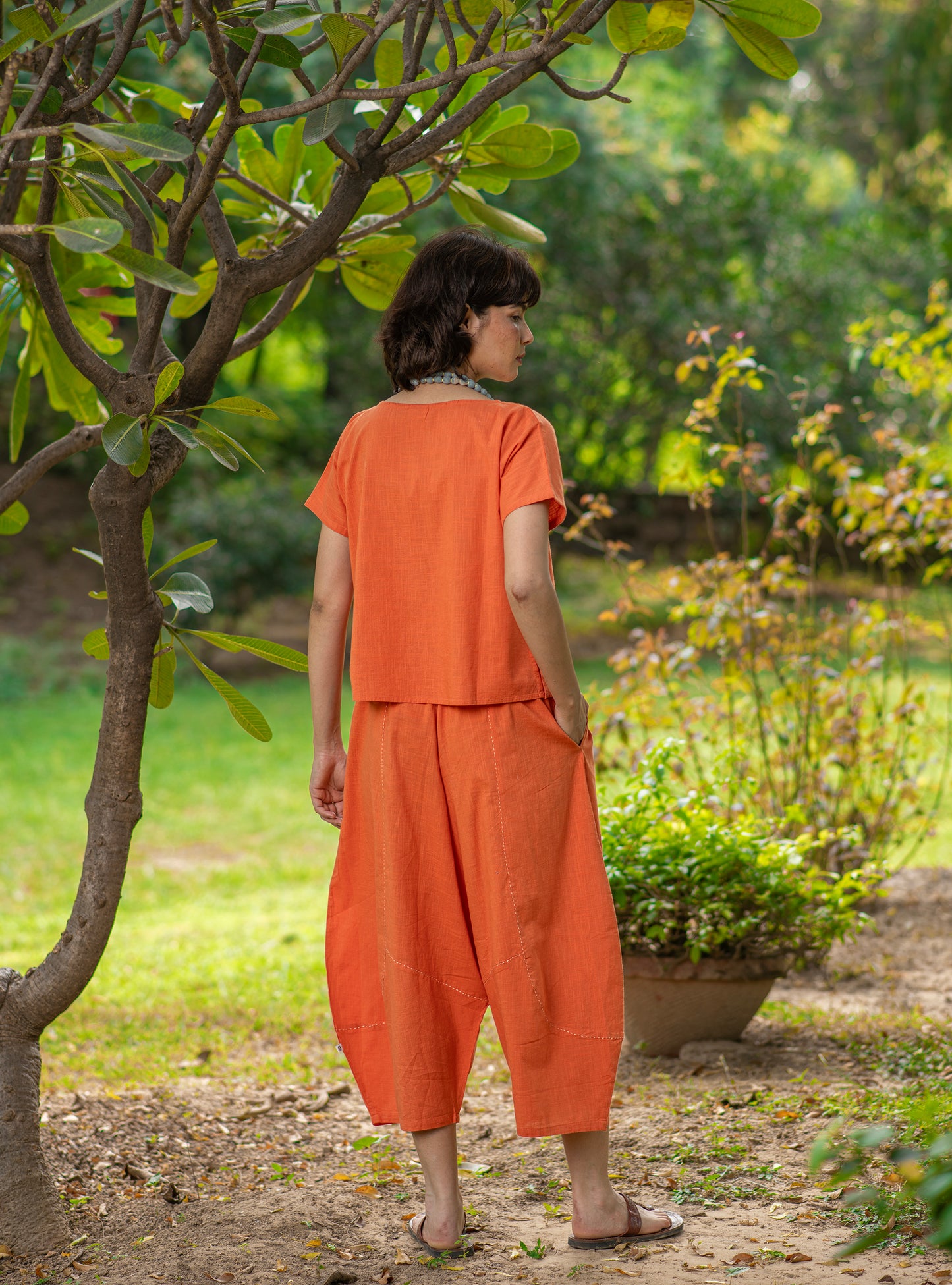 Square Top : Solid Orange Slub
