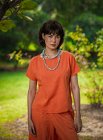 Square Top : Solid Orange Slub