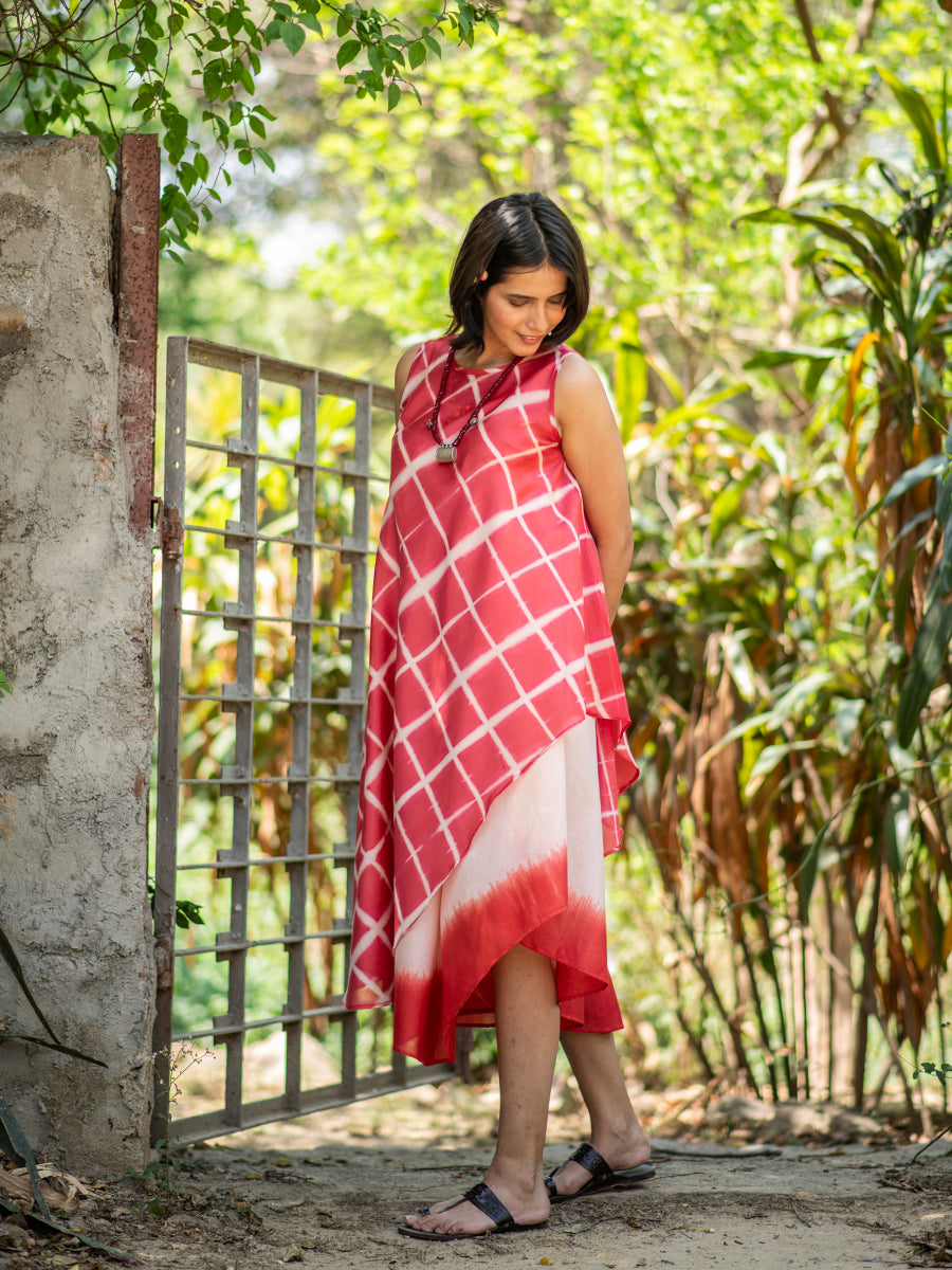 Aphre Slip Dress : Tie Dye Ombre Red Voile